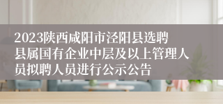 2023陕西咸阳市泾阳县选聘县属国有企业中层及以上管理人员拟聘人员进行公示公告