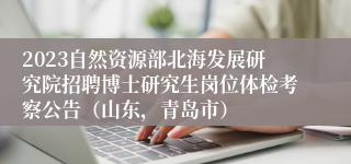 2023自然资源部北海发展研究院招聘博士研究生岗位体检考察公告（山东，青岛市）