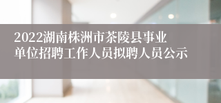 2022湖南株洲市茶陵县事业单位招聘工作人员拟聘人员公示