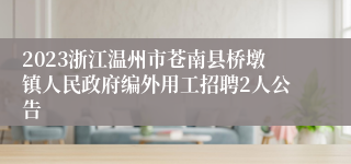 2023浙江温州市苍南县桥墩镇人民政府编外用工招聘2人公告