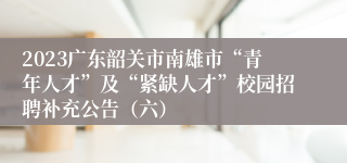 2023广东韶关市南雄市“青年人才”及“紧缺人才”校园招聘补充公告（六）