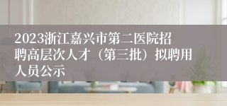 2023浙江嘉兴市第二医院招聘高层次人才（第三批）拟聘用人员公示