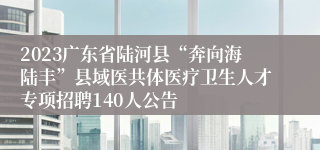2023广东省陆河县“奔向海陆丰”县域医共体医疗卫生人才专项招聘140人公告