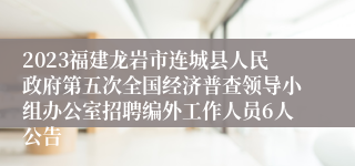 2023福建龙岩市连城县人民政府第五次全国经济普查领导小组办公室招聘编外工作人员6人公告