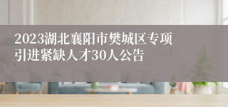 2023湖北襄阳市樊城区专项引进紧缺人才30人公告