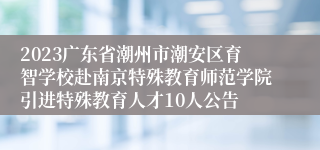 2023广东省潮州市潮安区育智学校赴南京特殊教育师范学院引进特殊教育人才10人公告