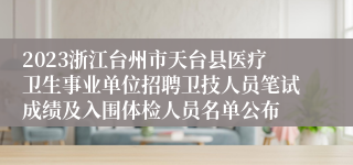 2023浙江台州市天台县医疗卫生事业单位招聘卫技人员笔试成绩及入围体检人员名单公布