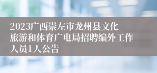 2023广西崇左市龙州县文化旅游和体育广电局招聘编外工作人员1人公告