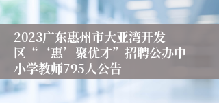 2023广东惠州市大亚湾开发区“‘惠’聚优才”招聘公办中小学教师795人公告