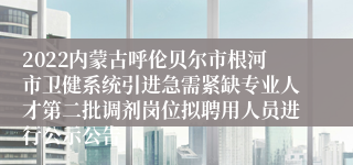 2022内蒙古呼伦贝尔市根河市卫健系统引进急需紧缺专业人才第二批调剂岗位拟聘用人员进行公示公告