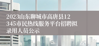 2023山东聊城市高唐县12345市民热线服务平台招聘拟录用人员公示