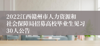 2022江西赣州市人力资源和社会保障局招募高校毕业生见习30人公告