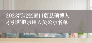 2023河北张家口蔚县硕博人才引进拟录用人员公示名单