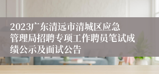 2023广东清远市清城区应急管理局招聘专项工作聘员笔试成绩公示及面试公告