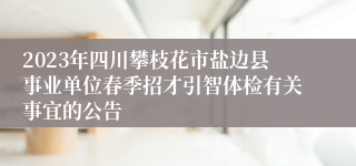 2023年四川攀枝花市盐边县事业单位春季招才引智体检有关事宜的公告