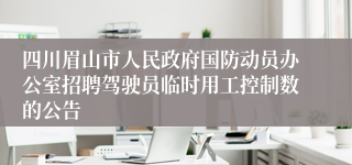 四川眉山市人民政府国防动员办公室招聘驾驶员临时用工控制数的公告