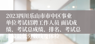 2023四川乐山市市中区事业单位考试招聘工作人员 面试成绩、考试总成绩、排名、考试总成绩最低分数线及体检