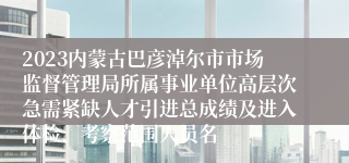 2023内蒙古巴彦淖尔市市场监督管理局所属事业单位高层次急需紧缺人才引进总成绩及进入体检、考察范围人员名