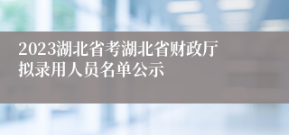 2023湖北省考湖北省财政厅拟录用人员名单公示