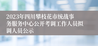 2023年四川攀枝花市统战事务服务中心公开考调工作人员拟调人员公示