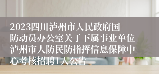 2023四川泸州市人民政府国防动员办公室关于下属事业单位泸州市人防民防指挥信息保障中心考核招聘1人公告