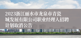 2023浙江丽水市龙泉市青瓷城发展有限公司职业经理人招聘计划取消公告