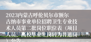 2023内蒙古呼伦贝尔市额尔古纳市事业单位招聘卫生专业技术人员第二批岗位职位表（项目人员、高校毕业生岗转为普通岗）公告