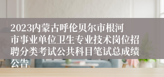 2023内蒙古呼伦贝尔市根河市事业单位卫生专业技术岗位招聘分类考试公共科目笔试总成绩公告