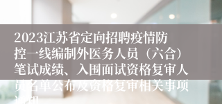 2023江苏省定向招聘疫情防控一线编制外医务人员（六合）笔试成绩、入围面试资格复审人员名单公布及资格复审相关事项通知