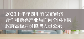 2023上半年四川宜宾市经济合作和新兴产业局面向全国招聘政府高级雇员拟聘人员公示