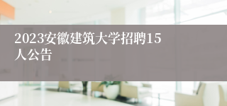 2023安徽建筑大学招聘15人公告