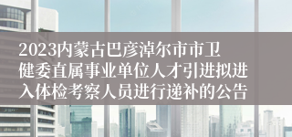 2023内蒙古巴彦淖尔市市卫健委直属事业单位人才引进拟进入体检考察人员进行递补的公告