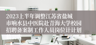 2023上半年调整江苏省盐城市响水县中医院赴青海大学校园招聘备案制工作人员岗位计计划数公告