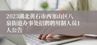 2023湖北黄石市西塞山区八泉街道办事处招聘聘用制人员1人公告