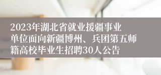 2023年湖北省就业援疆事业单位面向新疆博州、兵团第五师籍高校毕业生招聘30人公告