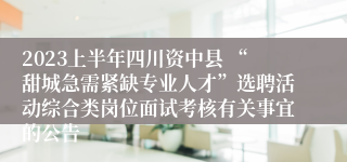 2023上半年四川资中县 “甜城急需紧缺专业人才”选聘活动综合类岗位面试考核有关事宜的公告