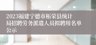 2023福建宁德市柘荣县统计局招聘劳务派遣人员拟聘用名单公示