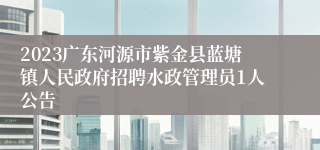 2023广东河源市紫金县蓝塘镇人民政府招聘水政管理员1人公告