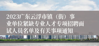 2023广东云浮市镇（街）事业单位紧缺专业人才专项招聘面试人员名单及有关事项通知