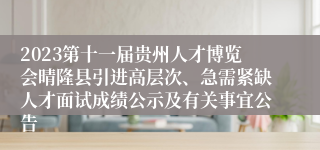 2023第十一届贵州人才博览会晴隆县引进高层次、急需紧缺人才面试成绩公示及有关事宜公告