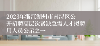 2023年浙江湖州市南浔区公开招聘高层次紧缺急需人才拟聘用人员公示之一