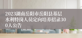 2023湖南岳阳市岳阳县基层水利特岗人员定向培养招录300人公告