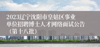 2023辽宁沈阳市皇姑区事业单位招聘博士人才网络面试公告（第十八批）