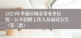 2023年孝感应城市事业单位统一公开招聘工作人员面试公告（第三批）