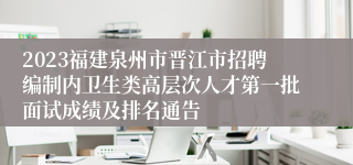 2023福建泉州市晋江市招聘编制内卫生类高层次人才第一批面试成绩及排名通告