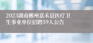 2023湖南郴州嘉禾县医疗卫生事业单位招聘59人公告