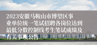 2023安徽马鞍山市博望区事业单位统一笔试招聘各岗位达到最低分数控制线考生笔试成绩及有关事项公告