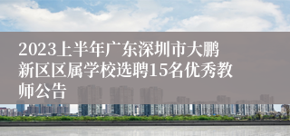 2023上半年广东深圳市大鹏新区区属学校选聘15名优秀教师公告