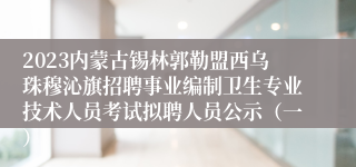 2023内蒙古锡林郭勒盟西乌珠穆沁旗招聘事业编制卫生专业技术人员考试拟聘人员公示（一）