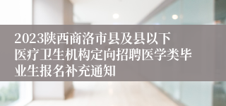 2023陕西商洛市县及县以下医疗卫生机构定向招聘医学类毕业生报名补充通知